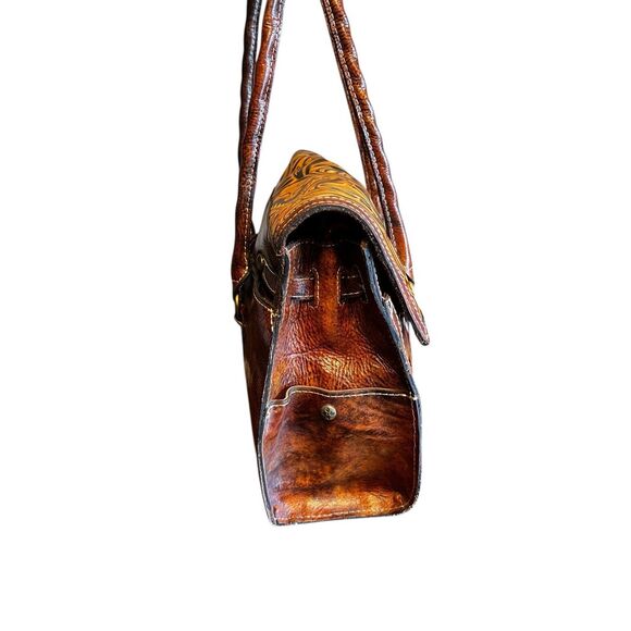 Patricia Nash tooled leather Vienna satchel in Tuscan finish 100% leather - Picture 5 of 13